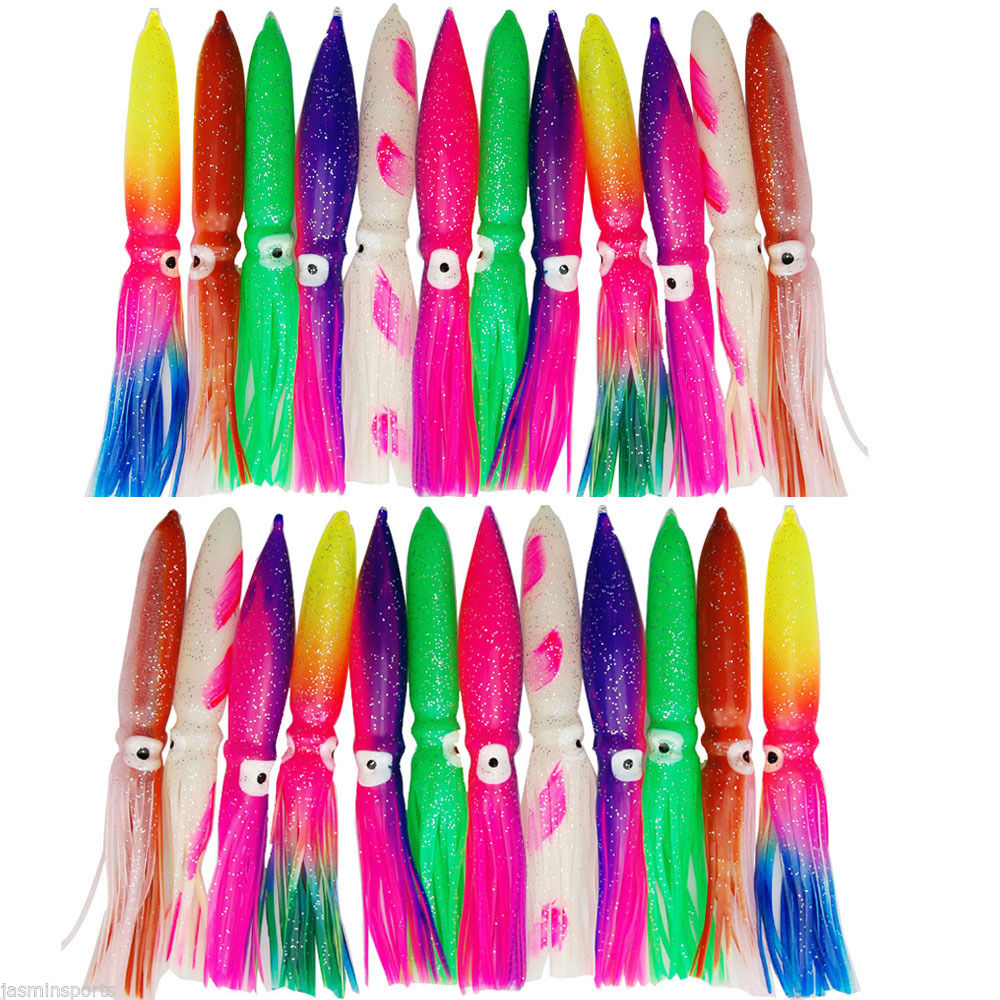 

12/15/18cm Bulb Soft Fishing Lures Saltwater Octopus Squid Skirt Lure Hoochies Fishing Squids Lifelike Lures
