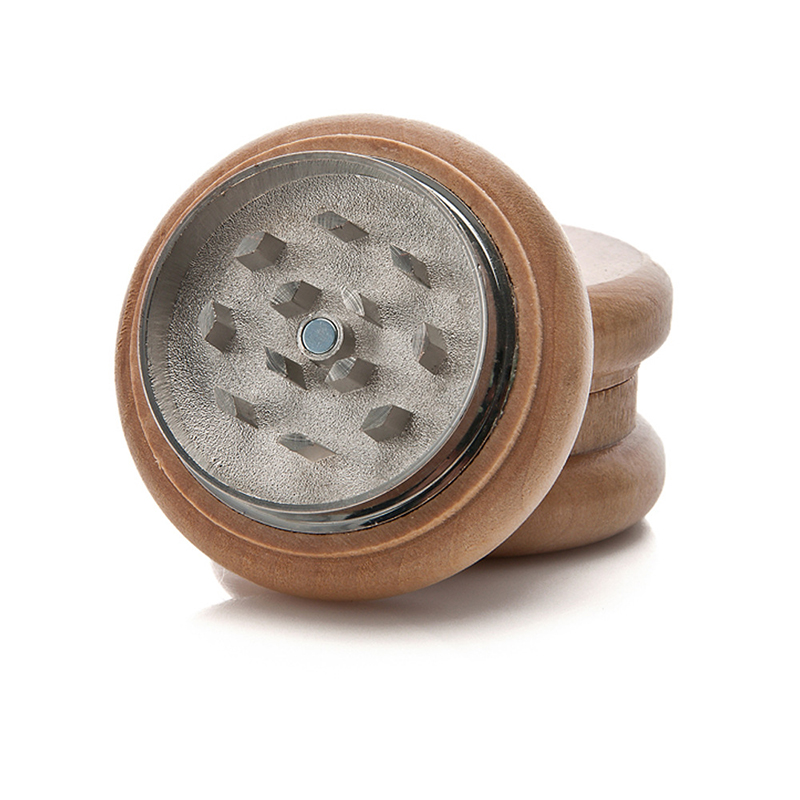 

Wholesale 2 Layers 55mm Creative Wood & Zinc Alloy Tobacco Grinder Metal CNC Teeth for Smoking Accessories DHL free