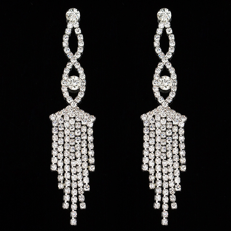

Concise Set Rhinestone Earring Earrings Woman Fund Earrings Silver Earrings