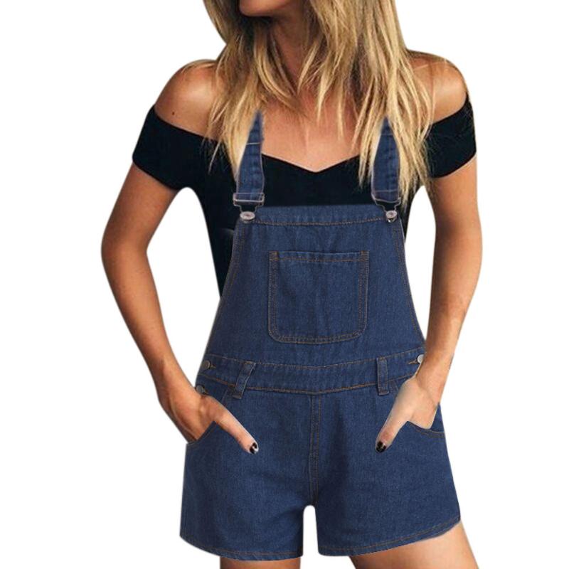 womens jean bib shorts
