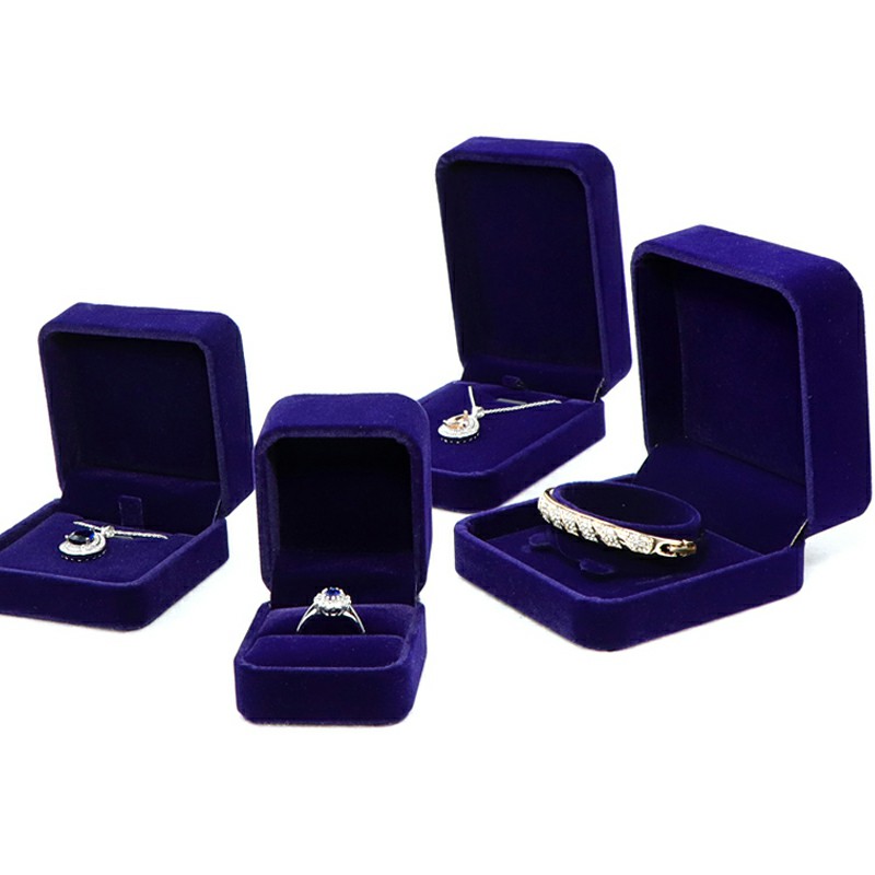 Free Distribution Sapphire Velvet Cloth Jewelry Box Couple Ring Box Pendant Necklace Bracelet Box Jewelry Gift Packaging Gift Boxes-image-506756347