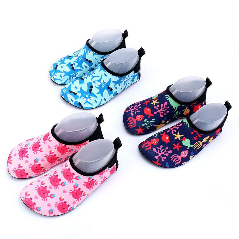 

Toddler Kids Swim Water Shoes Baby Child Quick-Dry Non-Slip Cute Cartoon Crab Shark Printed Barefoot Aqua Socks For Beach Pool