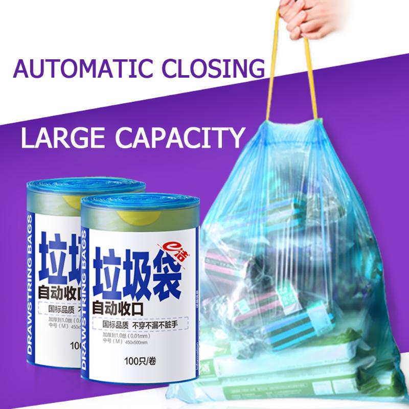 

100pcs Drawstring Garbage Bag Trash Rubbish Bag for Home Kitchen 45x50cm