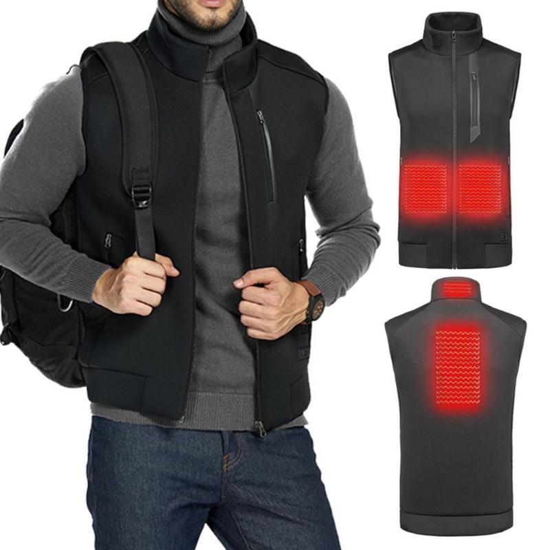 

Chic Unisex Solid Color Cold-Proof USB Charging Electric Heating Waistcoat Vest, As pic