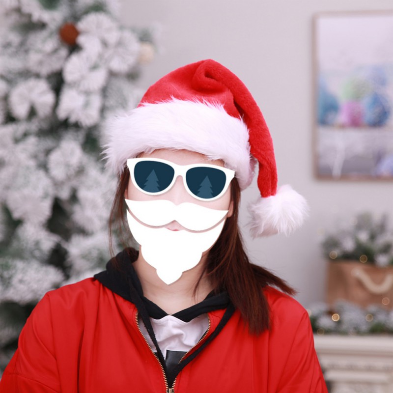 

High-end Plush Big Ball Santa Hat Classic Red White Christmas Stume 2018 Party Decor