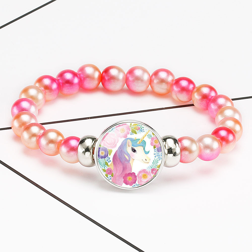 

Cute Unicorn Beads Bracelets Bangles For Children Brand Jewelry Colorful Acrylic Bead Kids Bracelet Cartoon Jewelry Accessories Girls
