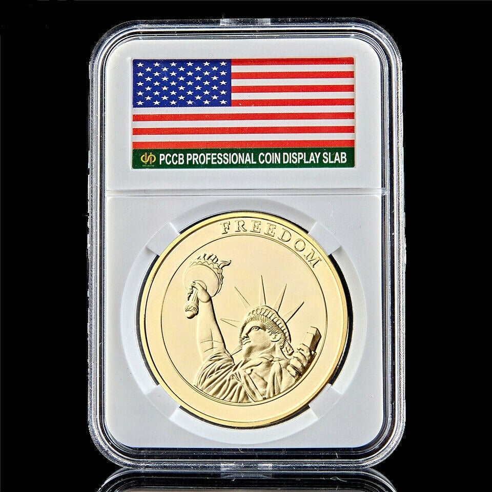 Metal Craft Commemorative Badge World Trade Centre USA 911 Remember Liberty Freedom Gold Plated Souvenir Coin W/Pccb Box-image-521897285