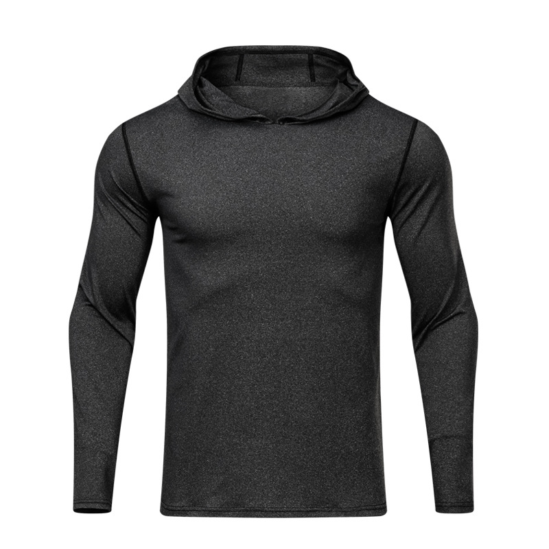 

New Men' Sports Long Sleeve Fast Dry Leisure Loose Elastic Fitness Clothing Basketball training running Hoodie Men' wear 2019, Gray