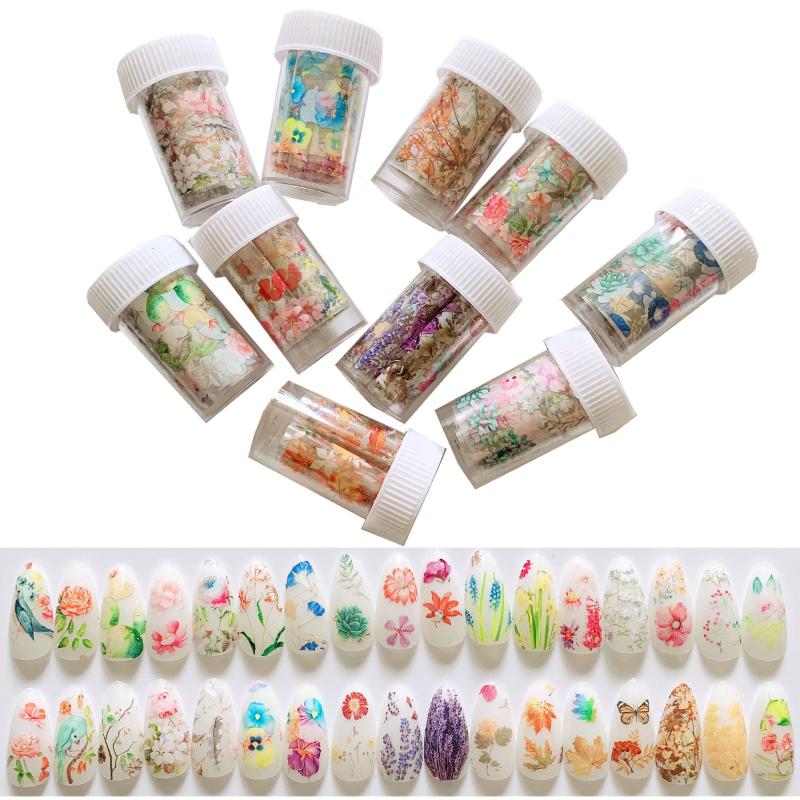 

1Bottle Different Flower Nail Art Foil Transfer Stciker Nail Art sticker 4cm*1m in plastic bottle, 4-2