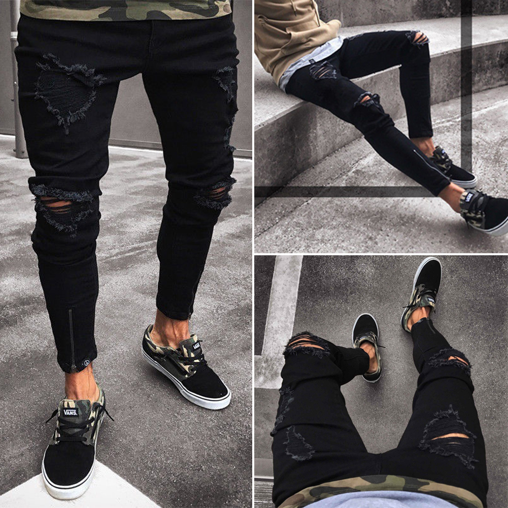 black ripped capris