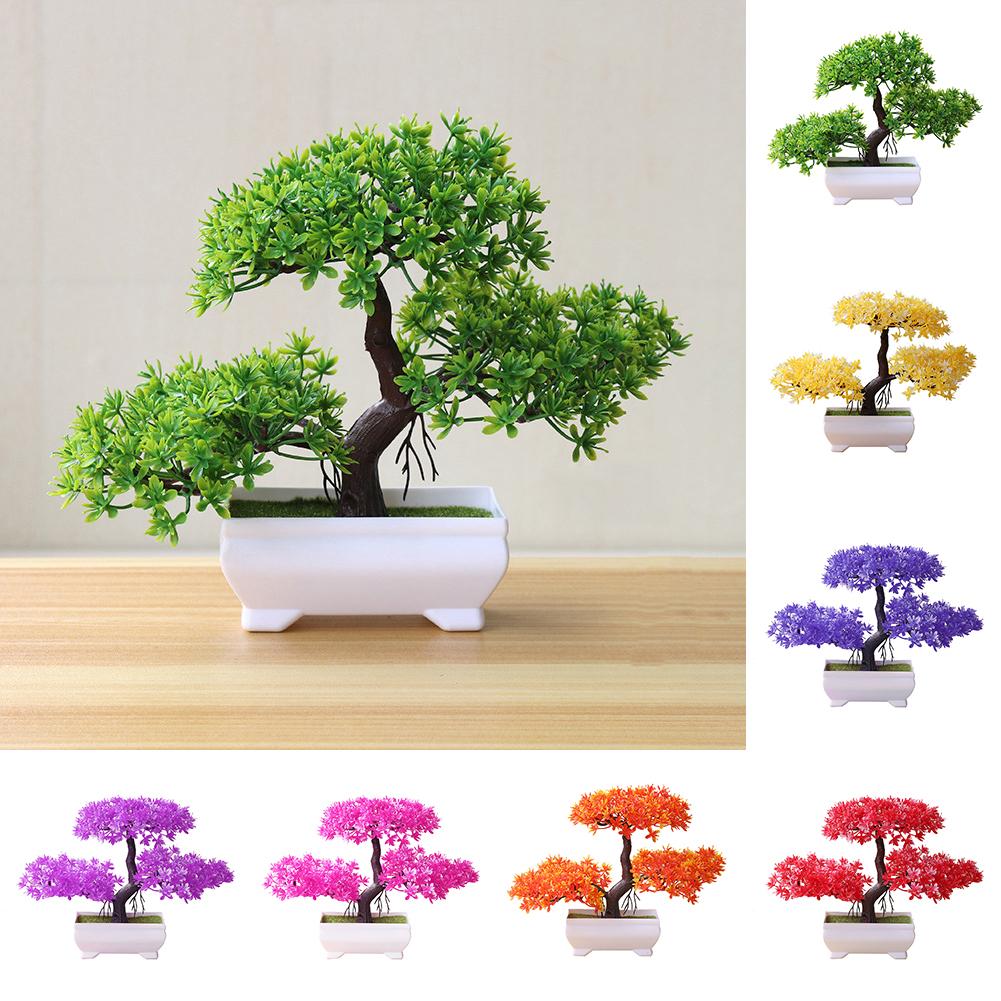 

Welcoming Pine Bonsai Simulation Artificial Potted Plant Ornament Home Decor Artificial Plants, Sunset red