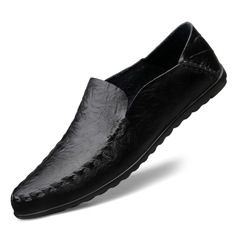 

Men's Shoes Loafers Fashion Handmade Moccasins Men Flats Genuine Leather Slip on Male Driving Shoes, Black