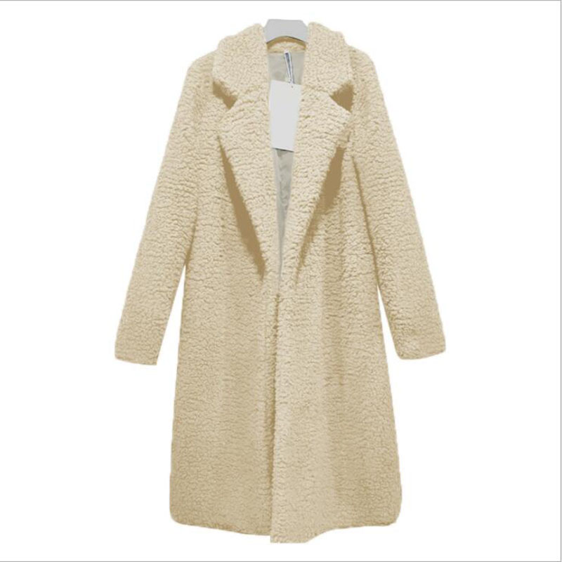 

Solid Teddy Coat Winter Coat Women Long WOOL Coats And Jackets Manteau Femme Hiver Abrigos Mujer Elegante Cappotto Donna WT026, Beige