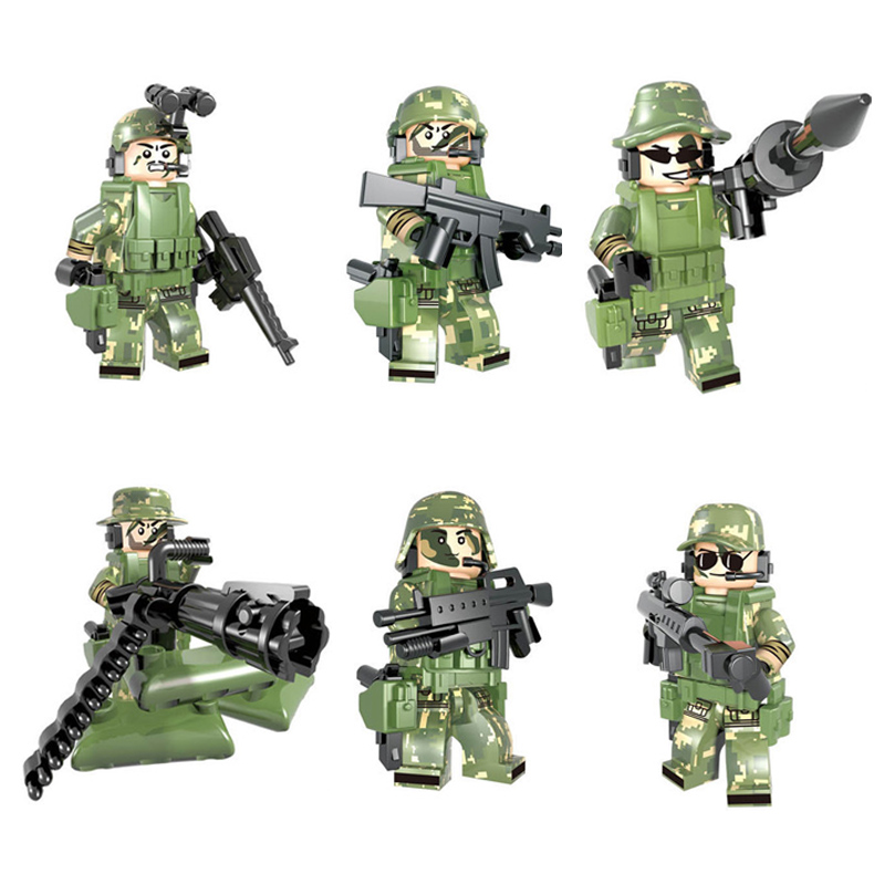 

CF Military Mini Toy Figure Armed Troop Jungle Commandos Camouflage Army Building Block Brick Toy For Boy