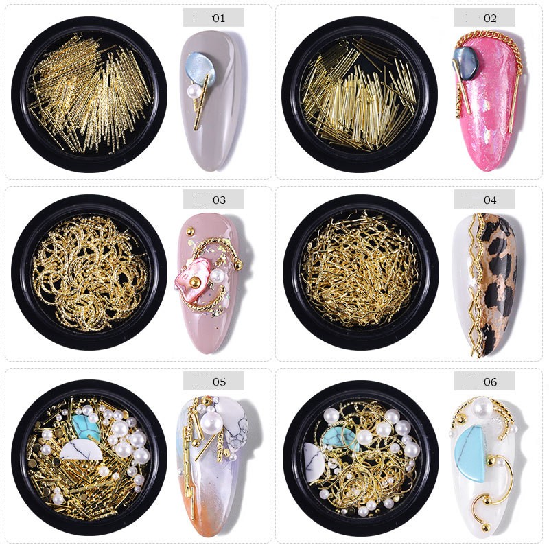 

1 Boxed Gold 3D Alloy Metal Nail Rivets Charms Nail Studs Ornament For Art Decorations Alloy Manicure DIY Nails N478