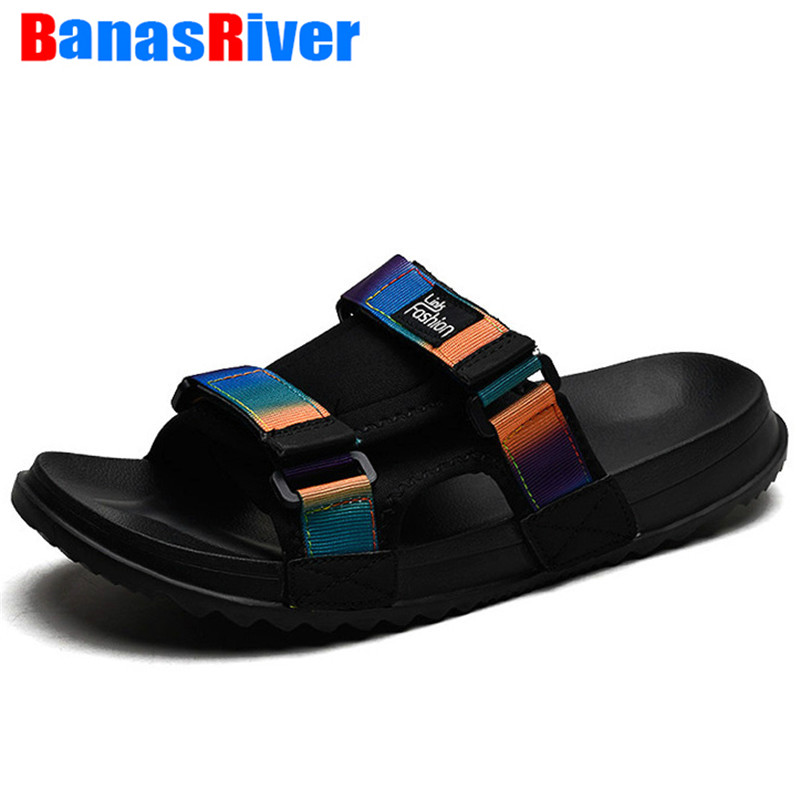 

Slides Soft Light Men Slippers Home Outdoor Beach Summer EVA Handmade Outdoor Slide Slipper 2020 Fashion Indoor Shoes Big Size, Blue