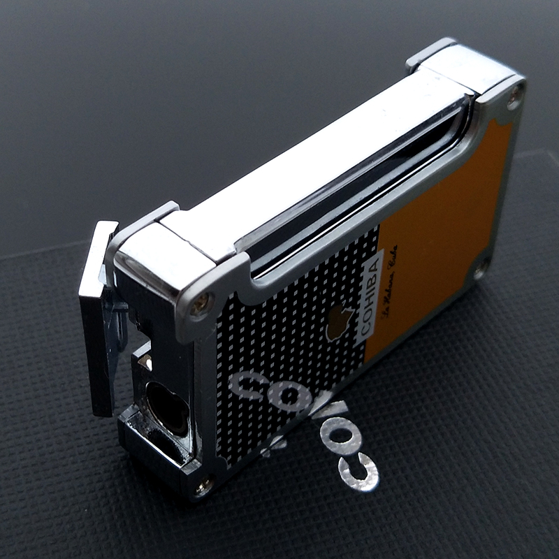 

Cohiba High Quality Metal Classic Torch Jet Frame Cigar Cigarette lighter Yellow Color with Cigar Punch