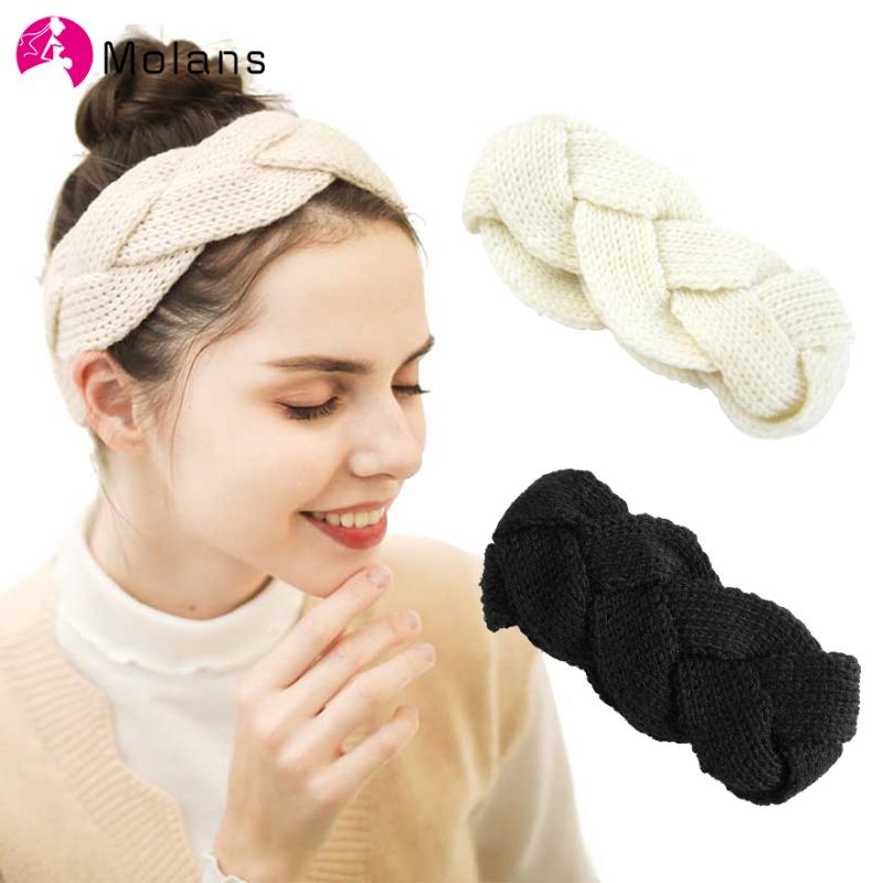 

MOLANS Winter Warmer Ear Knitted Headband Women Crochet Twist Knitted Head Wrap Headband Outwear Soft Braided Hair Band