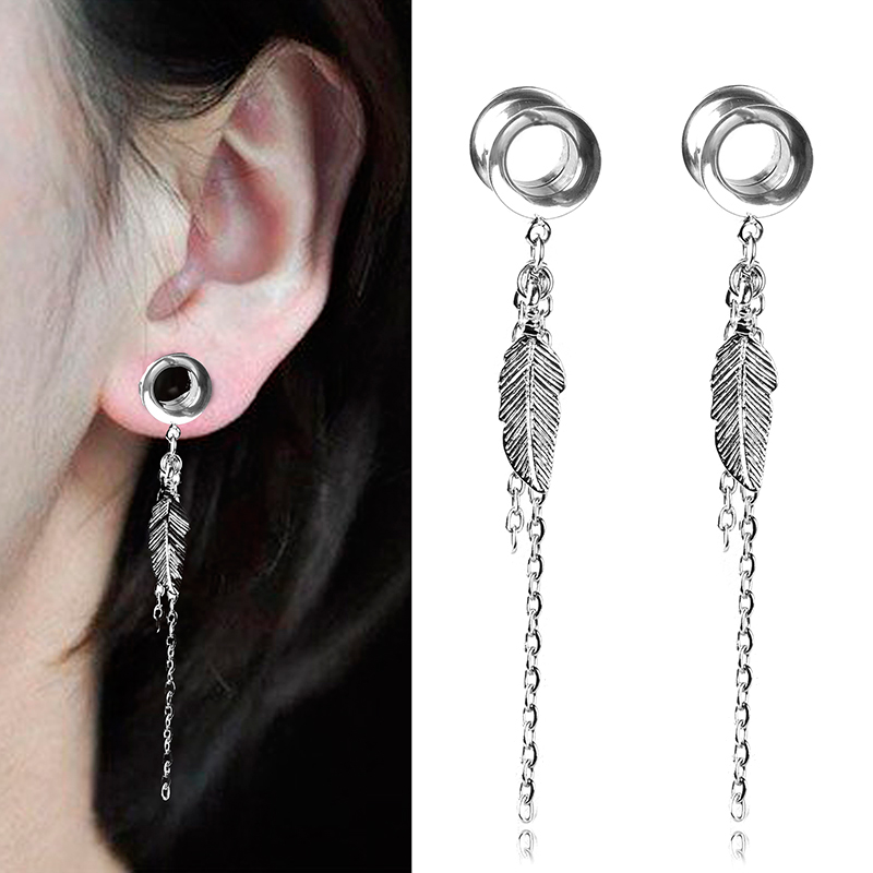 

Other Stainless Steel Ear Piercing Earrings Studs Double Horn Fringed Leaf Pendant Auricle @88