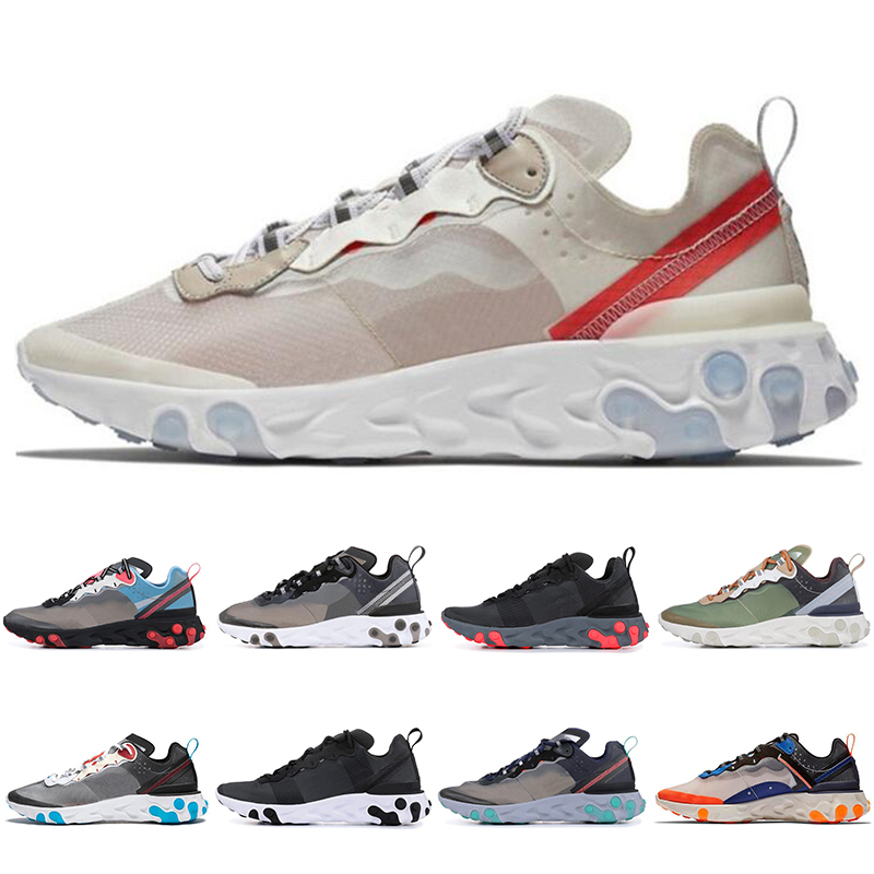 

2019 React Element 87 Pack White Sneakers Brand Men Women Trainer Men Women Designer Running Shoes size 36-45