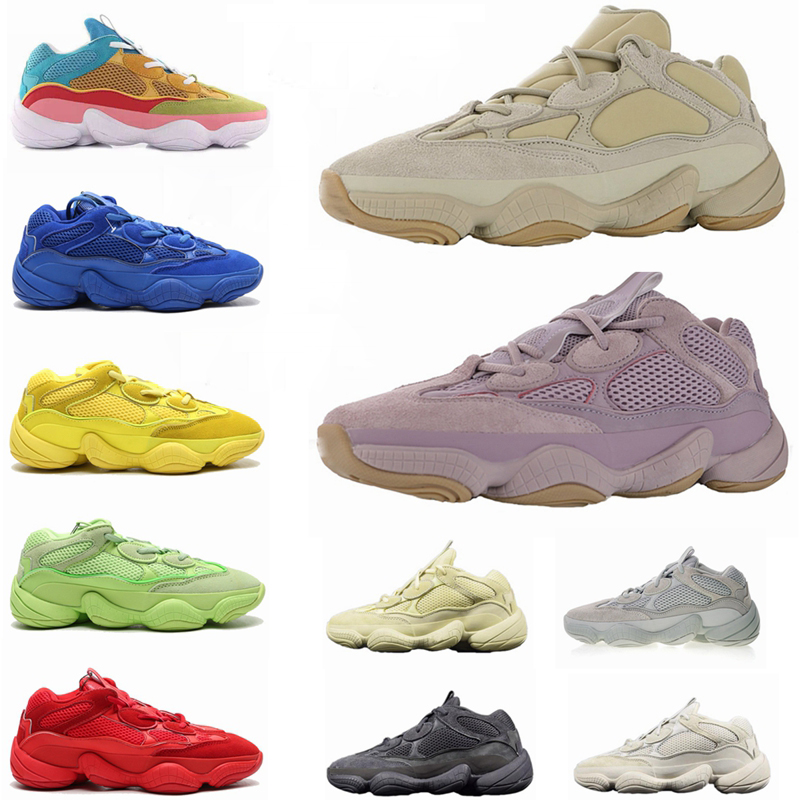 

2020 Soft Vision 500 Stone Bone White Running Shoes Mens Womens Super Moon Yellow Utility Black Blush Salt Kanye West Men Sports Sneakers