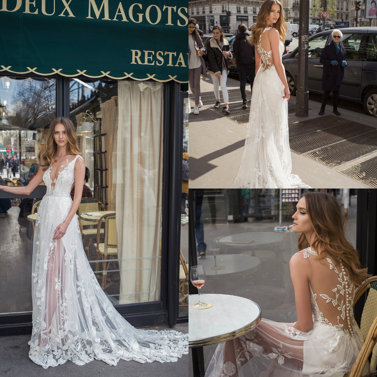 

2019 Bohemian Wedding Dresses V Neck A Line Sexy Backless High Split Boho Wedding Dress Lace Sweep Train Beach Plus Size Bridal Gowns, Red