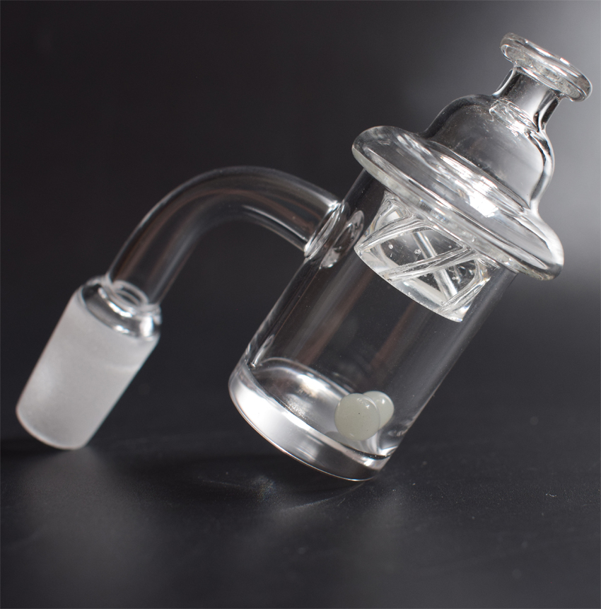 

Hot sale 25mm Flat Top Quartz Banger Nail with UFO Spinning Carb Cap and Quartz Pearl Balls for Glass Water Pipes Dab Rigs