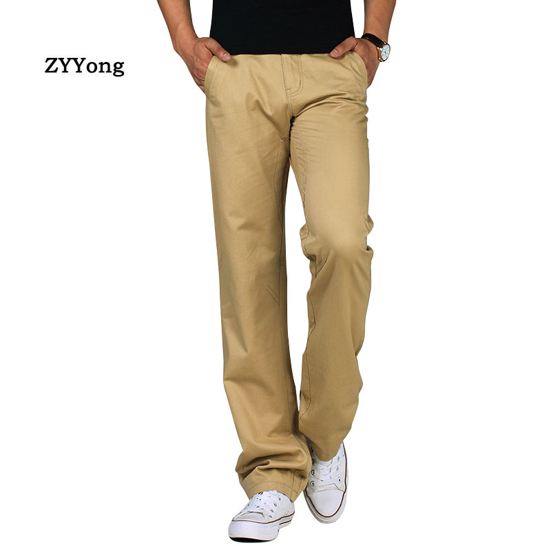 

Khaki Men Casual Cargo Pants Cotton Straight Loose Large Size Outdoor Sports Black Blue Overalls Wide Leg Trousers