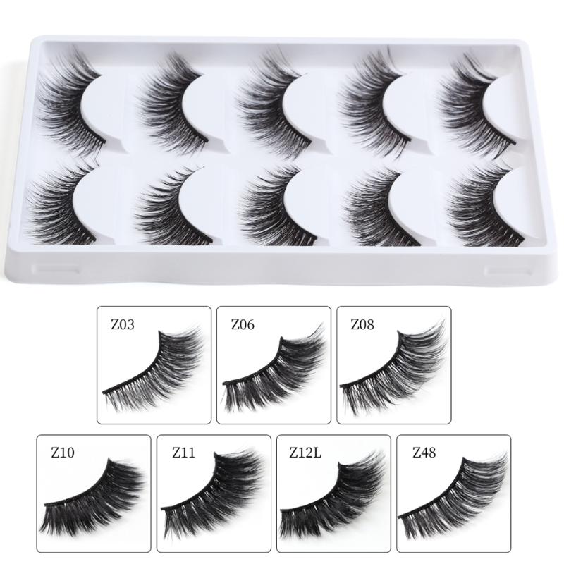 

MAGEFY 5 Pairs 3D Mink Lashes Thick False Eyelashes Natural Long Eyelash Extension Supplies Makeup Crisscross Lashes Eye Tools