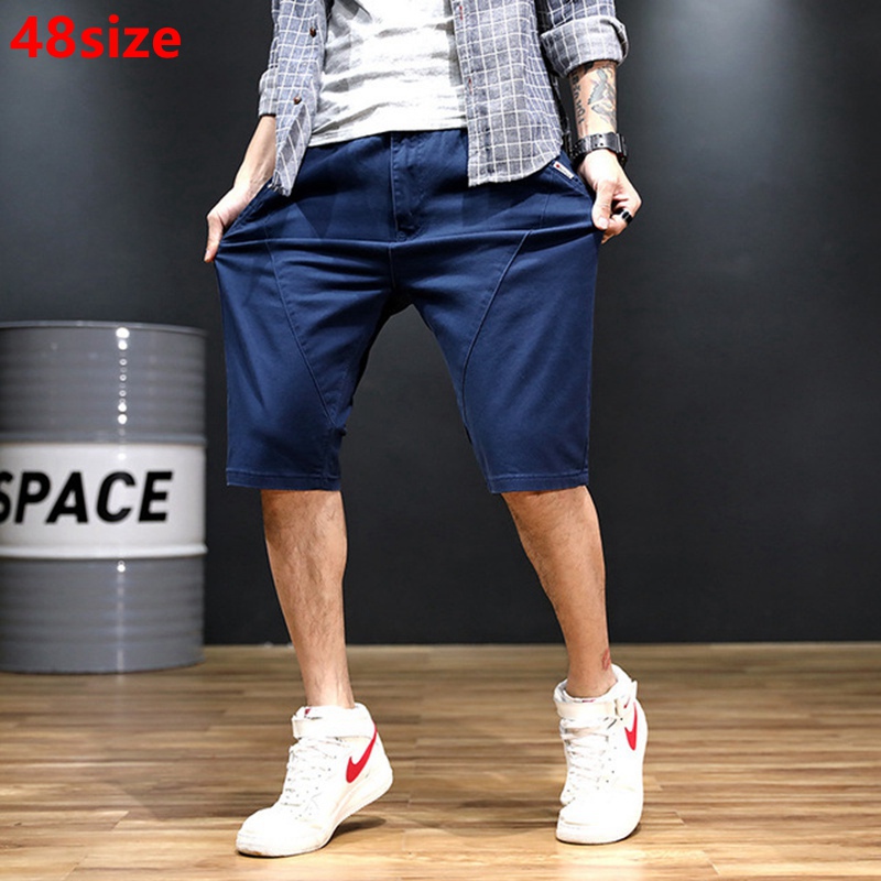 

Summer new cotton casual shorts Bright color men oversized thin shorts loose large size 48 46 44 42, Black