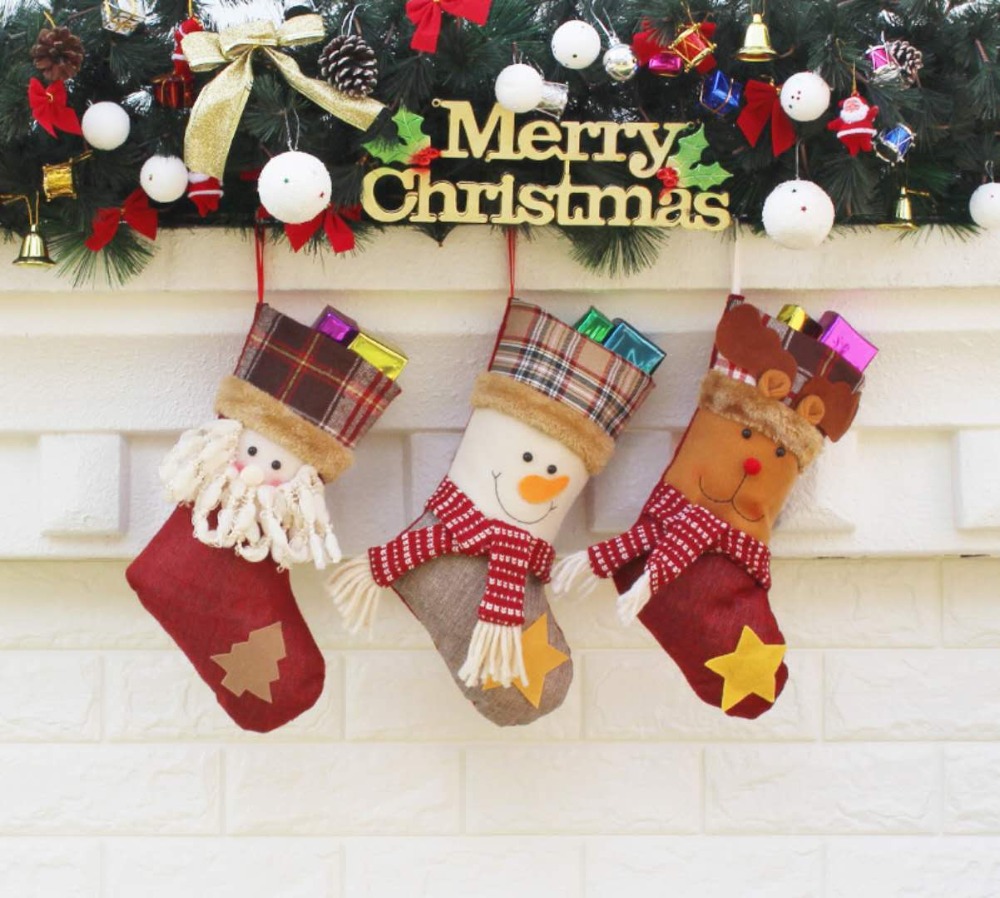 

Plaid Christmas stockings Christmas decorations gift sock stockings gift bags