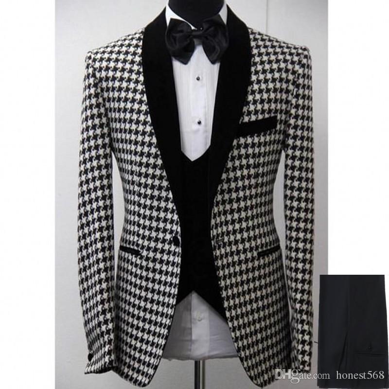 

Houndstooth tuxedos groom wedding men suits mens wedding suits tuxedo costumes de smoking pour hommes men(Jacket+Pants+Tie+Vest) 041, Same as image