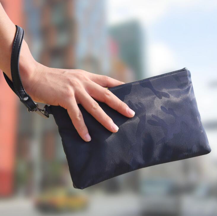 

Factory wholesale men bag portable waterproof Oxford fashion wrist handbag multifunctional camouflage mobile phone bags outdoor leisure storage walle, Blue(printing box packaging)