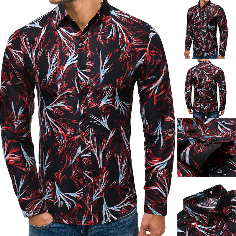 

Expert Autumn Man Long Sleeve Flower Shirt Cs70, Flower colour