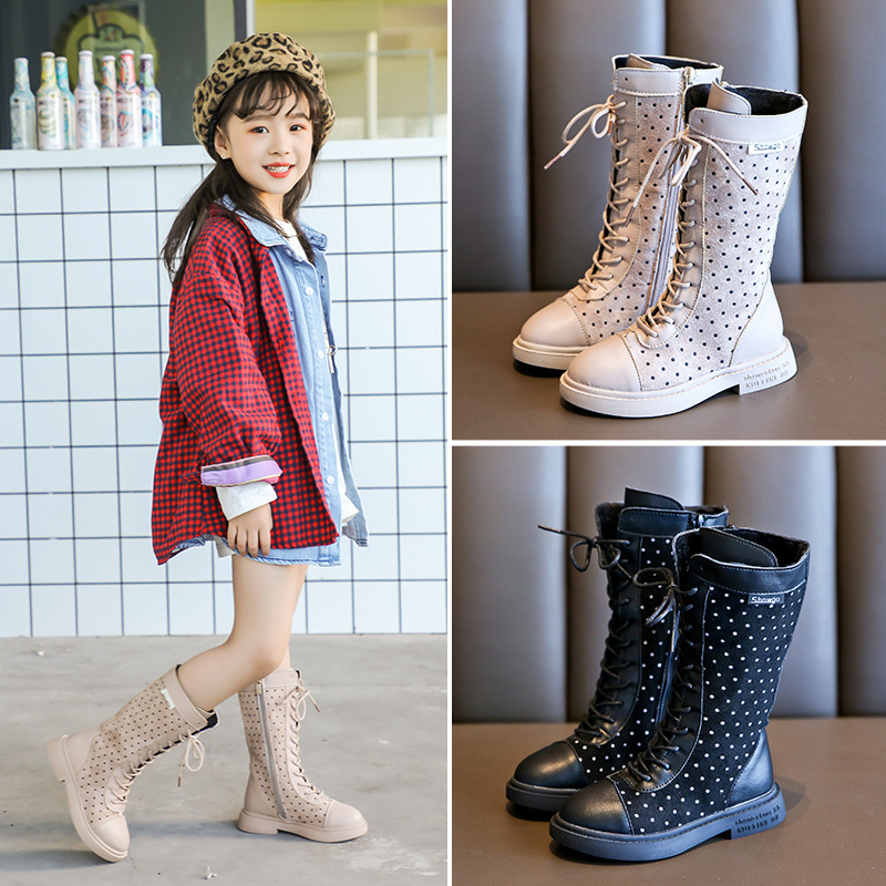 

Retail Children girl English princess boots high Cross-tied Casual snow boots winter high-top shoes kids girls fashion plus velvet boots, See the pictures