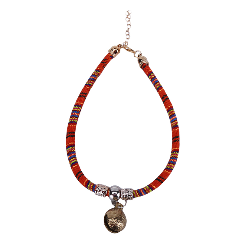 

Pet Bell Dog Necklace Cat Cat Copper Bell Handmade Safety Ethnic Wind Collar Decoration For Small Pets