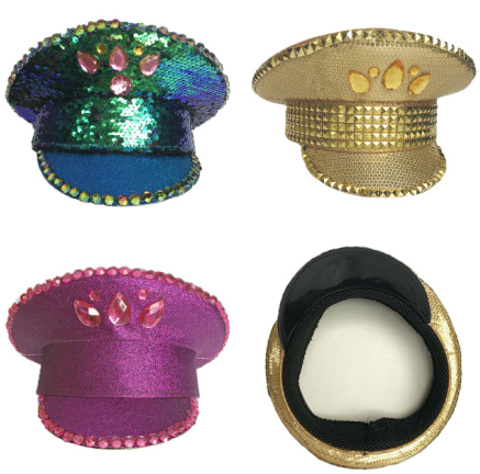 

Bright Slice British Performance Cap Golden Rose Blue-Green Cap Sequined Stage Show Punk Hip Hop Hat Adult Men Women