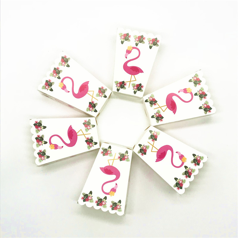 

Cute Flamingo 6pcs/lot Paper Popcorn Box Baby Shower Kid Girl Birthday Party Flamingo Snack Box Wedding Candy Gift Supply