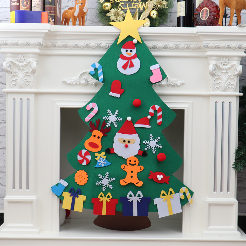 

2019 New DIY Felt Cloth Christmas Tree with Ornaments Toddler Children New Year Toys Gift Craft Artificial Tree Decor for Home