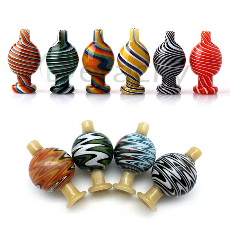 

New US Color Wig Wag Glass Bubble Carb Cap Colored Unique Glass Bubble Cap Universal Bubble Caps For Quartz Banger Nails Glass Bongs