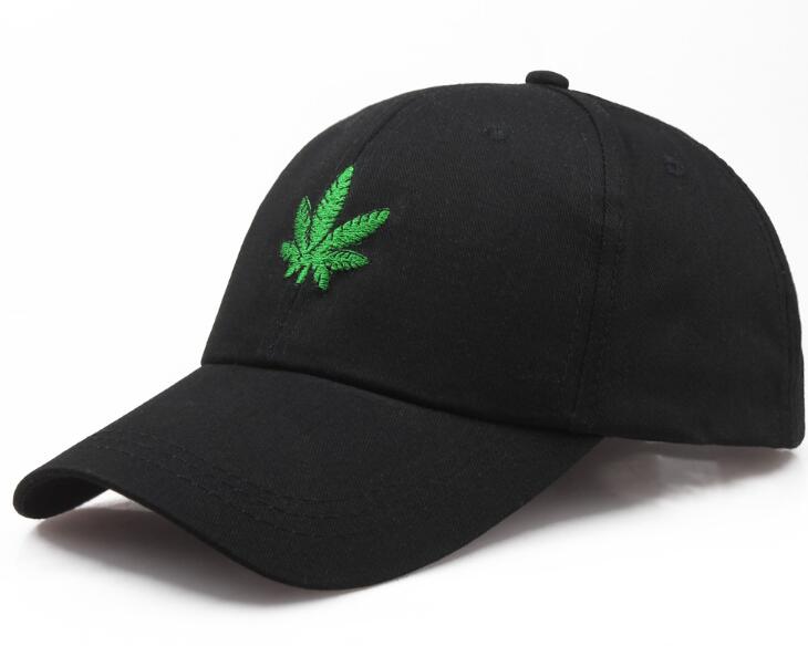 Nouvelle Arrivée brodé feuille casquette de baseball sauvage noir vert lin feuille chapeau hommes et femmes D'été Caps