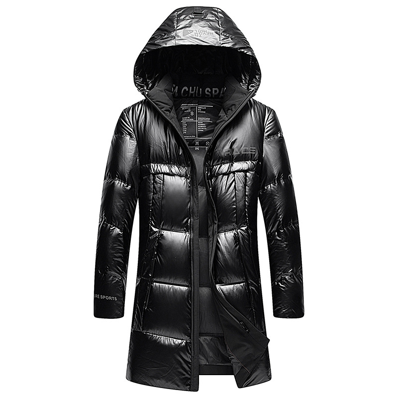 

2019 Winter New Men's White Duck Down Jacket Trend Fashion Thick Warm Hooded Glossy Parka and Coats Male Brand Long Clothing,978, 978 silver