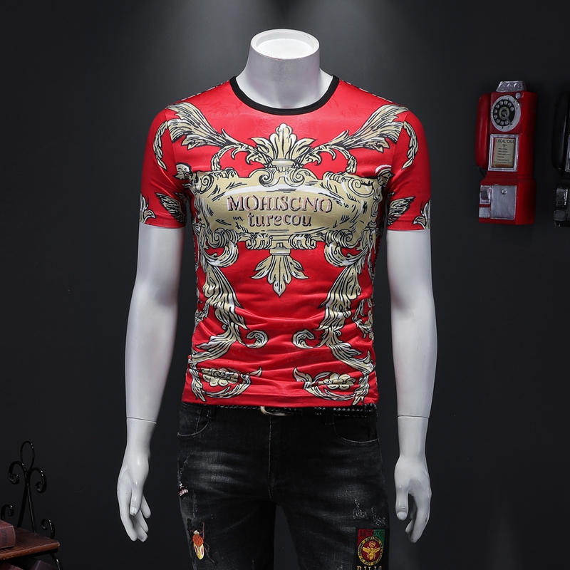 

2020 summer new ice silk short-sleeved T-shirt tide men Korean version of the round neck half-sleeved bottoming shirt, Red