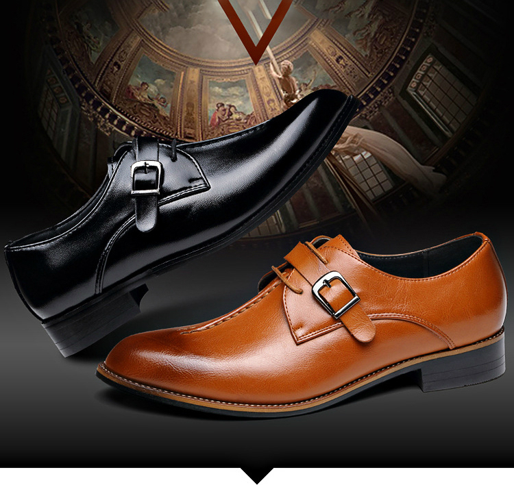 

New Men Dress Shoes Formal Wedding Genuine Leather Shoes Retro Brogue Business Office Men's Flats Oxfords For Men, Black