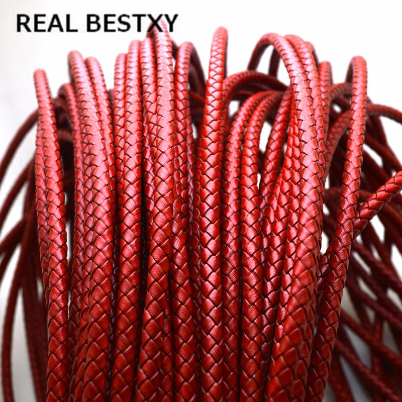 

5m/lot approx: 5mm Black red brown Color Round Braided Leather Cord Rope String For DIY Bracelet and Necklace leather cords part