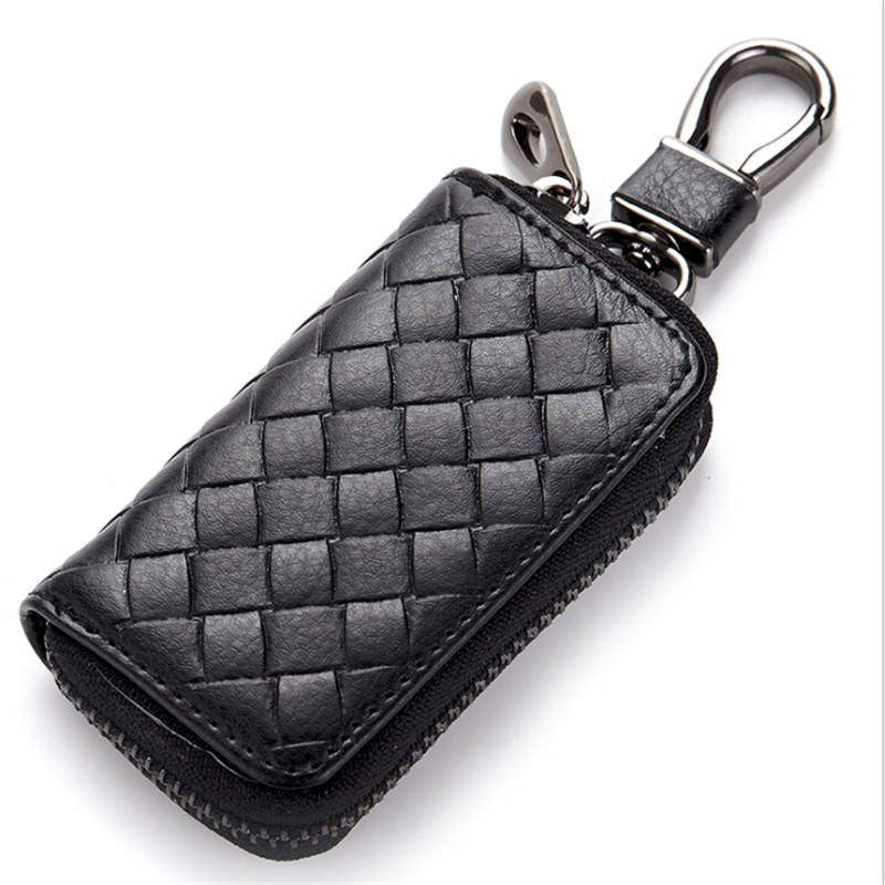 

High Quality Genuine Leather Car Key Wallets Zipper Keys Case Bag Vintage Men Card Money Holder Housekeeper Keychain Cover