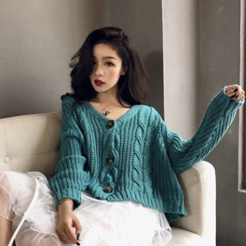 

Vintage Twist Single-breasted Sweater Loose Cardigans Sweater Outwear Casual 2020 Autumn Winter Bat Sleeve Knitted Women Female, Yellow