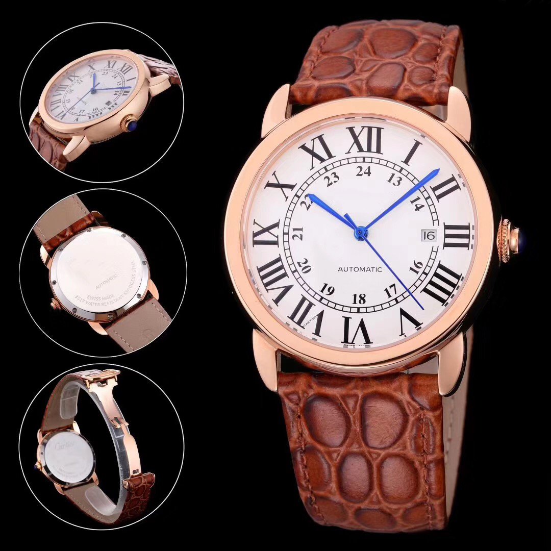 automatic watch for man, Leather watch mechanical watch stainless watches steel wristwatch leather strap 057-image-444008484