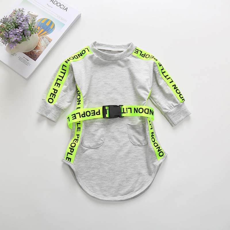 

Girls Casual Dress 2020 New Summer Kid Pullover Outfit Children Letter Sashes Vestidos Baby Clothing Girl Suit, Ah374 multi