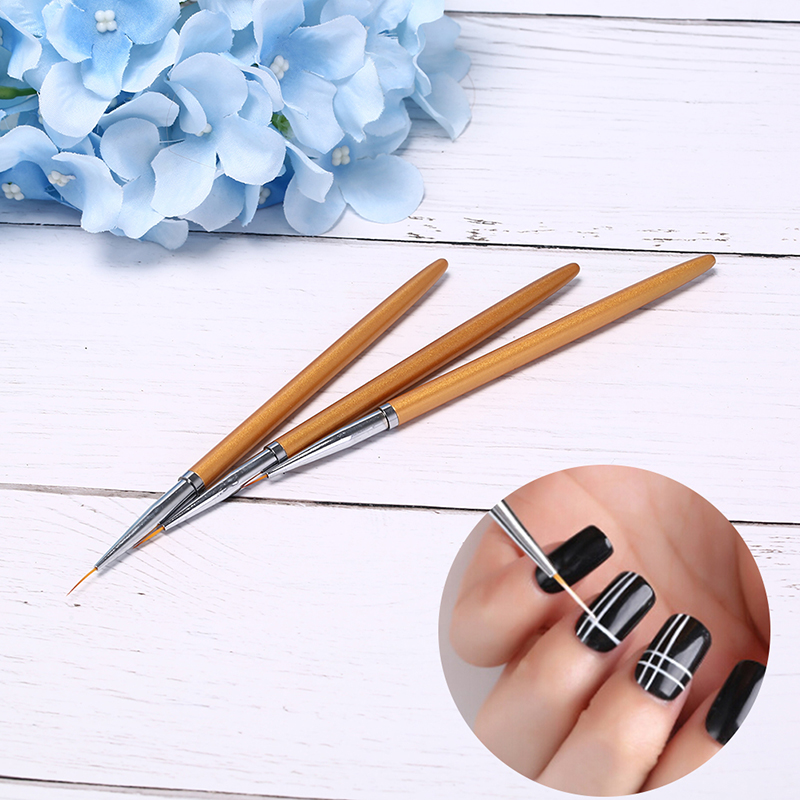 

3Pcs Gold Nail Art Lines Painting Pen Brush Professional 3D Design Manicure Drawing Tool B0015